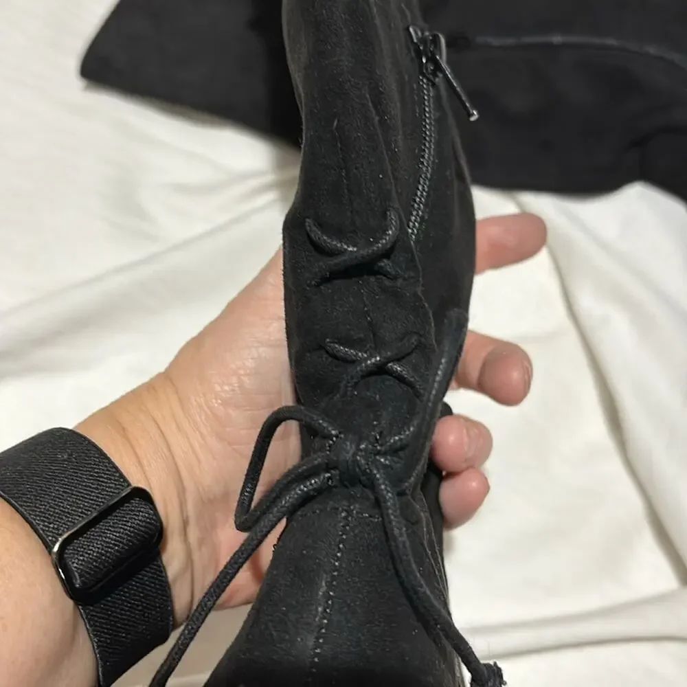 Childrens place 1 black tall microfiber flat boot side zipper entry euc